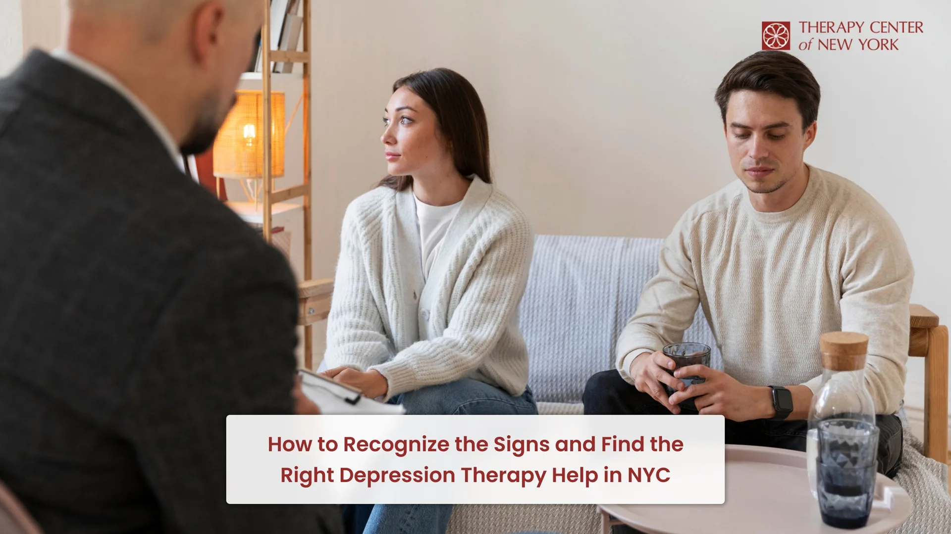 Couple talking with therapist during a depression counseling session in New York City at Therapy Center of New York