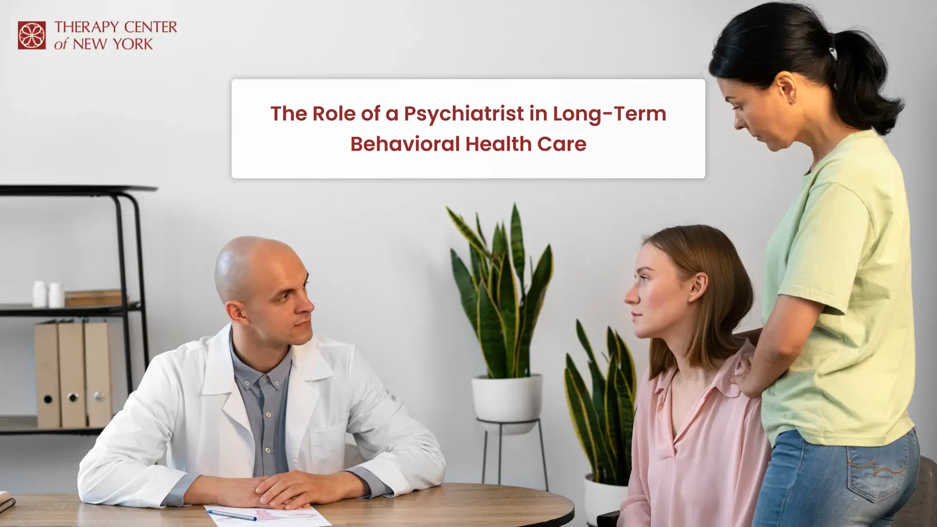 Psychiatrist providing long term behavioral health care consultation to patient in clinical setting