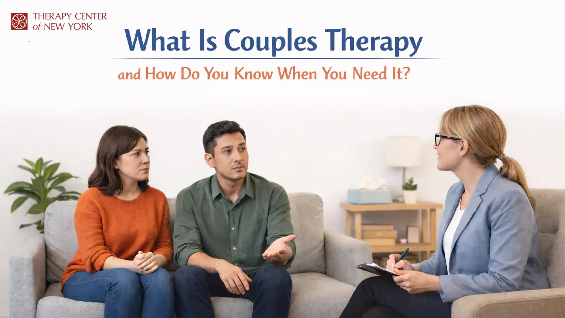 Couple therapy session with a therapist counseling a couple discussing relationship concerns and communication issues in a professional setting